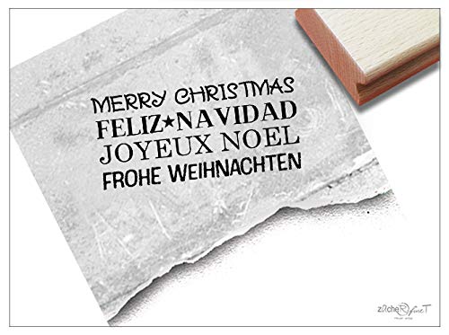 STEMPEL - FROHE WEIHNACHTEN Typo in 4 Sprachen mit STERN - vielseitig einsetzbar - 2 GROESSEN zur Auswahl - Scrapbooking und mehr von zAcheR-fineT (52x26mm) von zAcheR-fineT-design