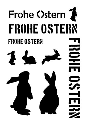 Schablone " Frohe Ostern " Schablone- Schriftschablone mit Hasen - dauerverwendbar! - siehe Musterfotos von zAcheR-fineT-design