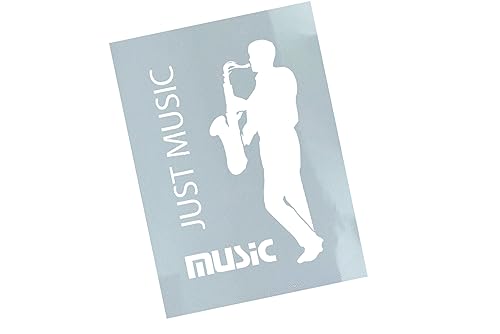 Schablone Just Music Jazz - Musiker Saxophon Spieler - Motivschablone Stencil Textschablone - Malerei Airbrush Wanddeko Scrapbooking - zAcheR-fineT von zAcheR-fineT-design