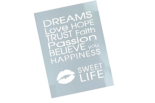 Schablone Sweet Life mit Kussmund - Textschablone Stencil Wandschablone - Malerei Airbrush Textilgestaltung Wand Deko Möbel Dekor - von zAcheR-fineT von zAcheR-fineT-design