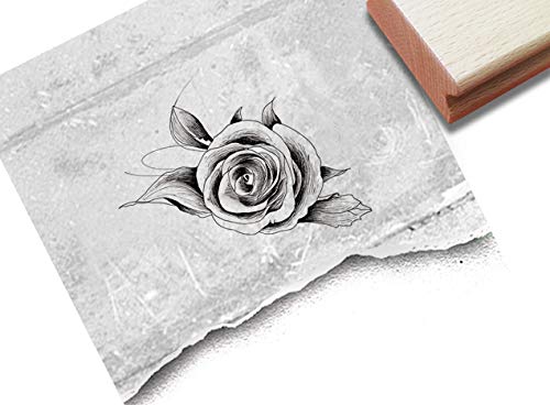 Stempel Blume ROSE liegend klein - Kupferstich Motivstempel Scrapbook Artjournal Kunst Hobby Deko - zAcheR-fineT von zAcheR-fineT-design