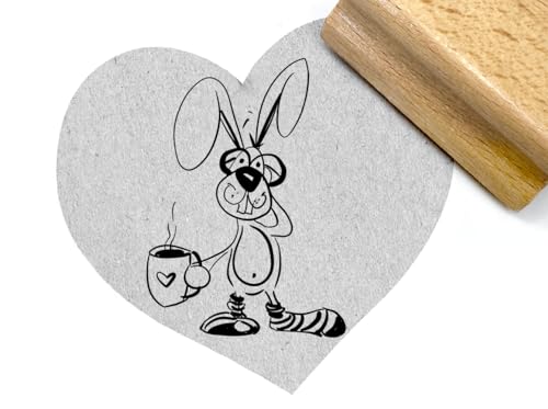 Stempel Frohe Ostern, Hase mit Herz - Osterstempel Textstempel Osterkarten Geschenkanhänger Osterdeko Basteln Tischdeko Scrapbook - zAcheR-fineT von zAcheR-fineT-design