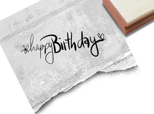 Stempel Happy Birthday - Textstempel Glückwünsche zum Geburtstag - Geburtstagskarten Geschenkanhänger Basteln Tischdeko Scrapbook - von zAcheR-fineT (groß ca. 65 x 25 mm) von zAcheR-fineT-design