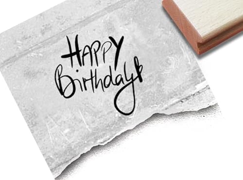 Stempel Happy Birthday mit Herz - Textstempel Glückwünsche Geburtstag Karten Geschenkanhänger Gutschein Basteln Geschenk Deko Scrapbook- zAcheR-fineT von zAcheR-fineT-design