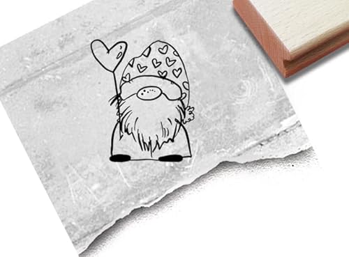 Stempel Herzwichtel, Wichtel mit Herzen - Motivstempel Gnom Zwerg Wichtelstempel Karten Geschenk Liebe Valentinstag Deko Scrapbook - zAcheR-fineT (groß ca. 39 x 46 mm) von zAcheR-fineT-design