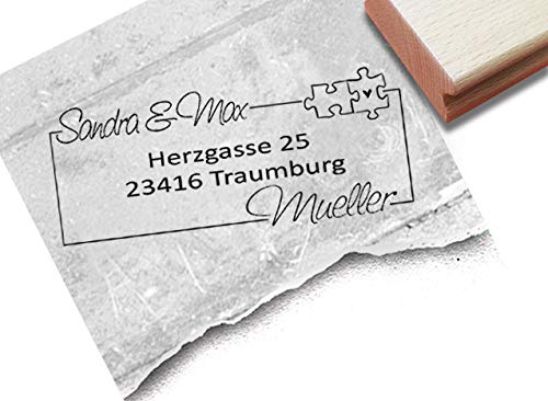 Stempel Individueller Adressstempel PUZZLE - Familienstempel personalisiert Name Adresse, Geschenk Hochzeitsgeschenk - zAcheR-fineT von zAcheR-fineT-design