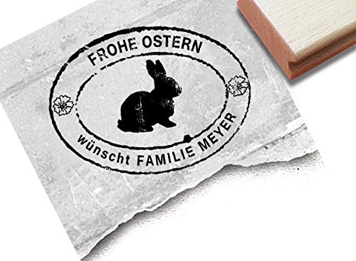 Stempel - Individueller Osterstempel Frohe Ostern wünscht... - Poststempel Osterhase personalisiert Name Familie, Geschenk Osterdeko - zAcheR-fineT von zAcheR-fineT-design