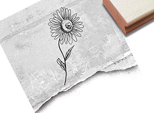 Stempel Motivstempel BLUME Sonnenblume - Bildstempel für Karten Basteln Scrapbook Bullet Stamp Tischdeko Deko Geschenk Geburtstag- zAcheR-fineT (groß ca. 27 x 59 mm) von zAcheR-fineT-design