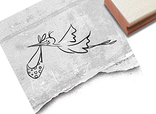 Stempel - Motivstempel STORCH Klapperstorch groß - Bildstempel zur Geburt Taufe - Kind Kinder Baby - von zAcheR-fineT von zAcheR-fineT-design