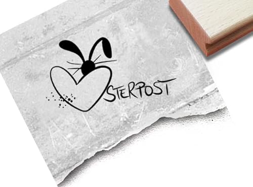 Stempel Osterpost mit Herz - Osterstempel Textstempel Ostern Ostergrüße Osterkarten Geschenkanhänger Basteln Osterdeko Scrapbook - zAcheR-fineT (groß ca. 49 x 28 mm) von zAcheR-fineT-design