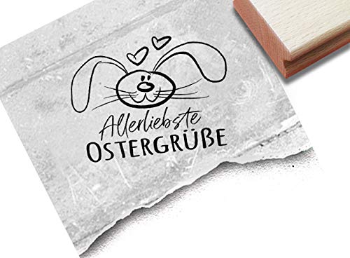 Stempel Osterstempel Allerliebste Ostergrüße mit Hase - Textstempel Ostern Osterpost Karten Geschenkanhänger Osterdeko Scrapbook - zAcheR-fineT von zAcheR-fineT-design