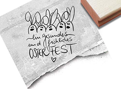 Stempel Osterstempel Ein gesundes und fröhliches Osterfest, mit Hasen- Textstempel Ostern Karten Geschenkanhänger Osterdeko Scrapbook - zAcheR-fineT (groß 52 x 55 mm) von zAcheR-fineT-design