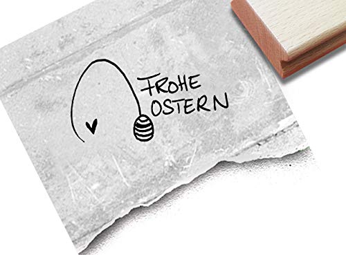 Stempel Osterstempel FROHE OSTERN mit Osterei - Textstempel zum Osterfest, Ostergrüße Karten Geschenkanhänger Geschenk Osterdeko - zAcheR-fineT von zAcheR-fineT-design