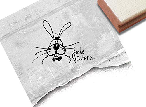 Stempel Osterstempel FROHE OSTERN mit Osterhase - Textstempel zum Osterfest, für Karten Geschenkanhänger Geschenk Osterdeko - zAcheR-fineT von zAcheR-fineT-design