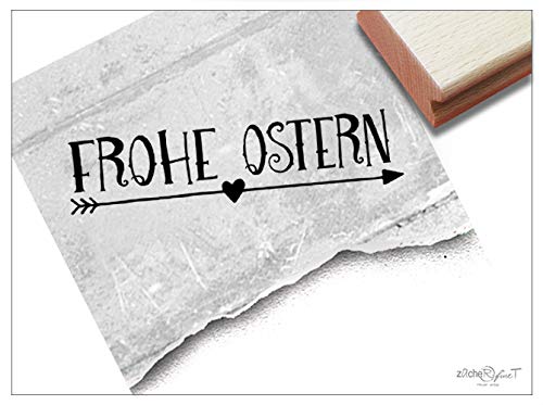 Stempel Osterstempel Frohe Ostern - Textstempel zum Osterfest, für Karten Geschenkanhänger Geschenk Osterdeko Scrapbook - zAcheR-fineT (groß ca. 18 x 74 mm) von zAcheR-fineT-design