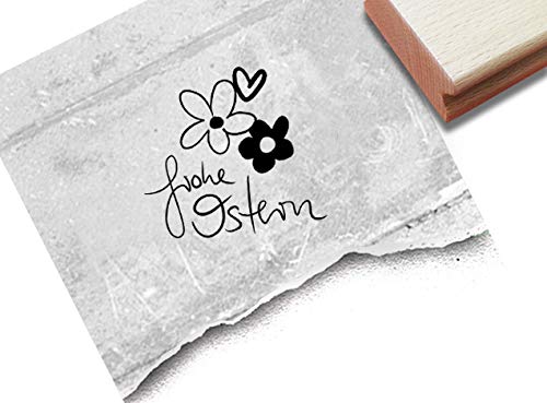 Stempel Osterstempel Frohe Ostern mit Blumen - Textstempel Handschrift Osterfest Karten Geschenkanhänger Osterdeko Tischdeko Scrapbook - zAcheR-fineT von zAcheR-fineT-design