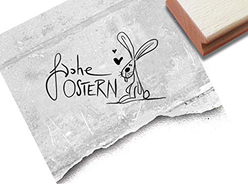 Stempel Osterstempel Frohe Ostern mit Hase - Textstempel Osterfest Osterkarten Geschenkanhänger Basteln Osterdeko Tischdeko Scrapbook - zAcheR-fineT von zAcheR-fineT-design