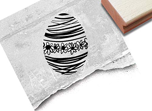 Stempel Osterstempel Osterei mit Blumen - Motivstempel Ostern Karten Geschenkanhänger Basteln Osterdeko Servietten Tischdeko Scrapbook - zAcheR-fineT (groß 37 x 50 mm) von zAcheR-fineT-design