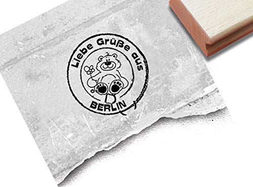 Stempel Poststempel Liebe Grüße aus Berlin mit Bär - Textstempel rund Hauptstadt Reisen Grußkarten Gutschein Scrapbook Fotobuch Deko - zAcheR-fineT von zAcheR-fineT-design