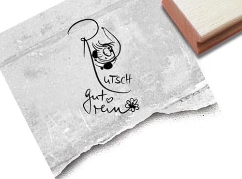 Stempel Rutsch gut rein, mit Wichtel - Silvester Stempel Glückwünsche Guten Rutsch Neujahr Karten Tischdeko Silvesterdeko Scrapbook - zAcheR-fineT (mittel ca. 37 x 49 mm) von zAcheR-fineT-design