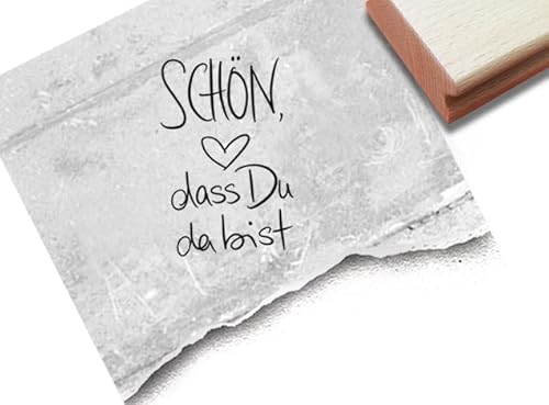 Stempel Schön, dass Du da bist - Textstempel Spruch Karten Geschenkanhänger Valentinstag Hochzeit Gastgeschenk Tischdeko Scrapbook - zAcheR-fineT (groß ca. 24 x 38 mm) von zAcheR-fineT-design