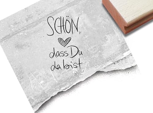 Stempel Schön, dass Du da bist - Textstempel Spruch Liebe Willkommen Karten Geschenkanhänger Hochzeit Gastgeschenk Tischdeko Scrapbook - zAcheR-fineT (groß ca. 24 x 38 mm) von zAcheR-fineT-design