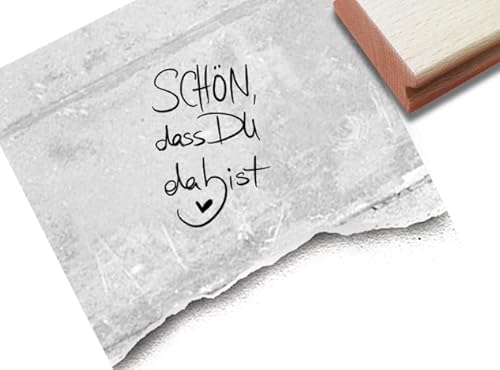 Stempel Schön, dass Du da bist - Textstempel Spruch Liebe Willkommen Karten Geschenkanhänger Hochzeit Gastgeschenk Tischdeko Scrapbook - zAcheR-fineT (klein ca. 18 x 26 mm) von zAcheR-fineT-design