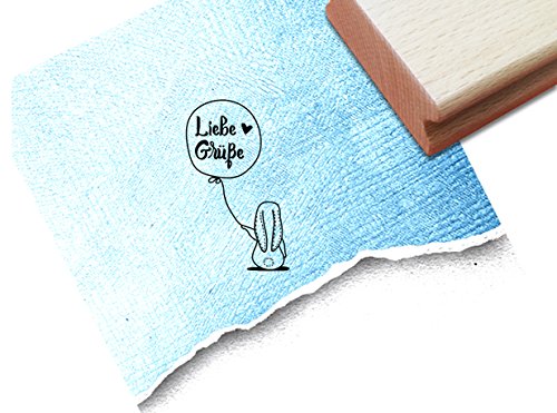 Stempel - T 17 17 - Textstempel - Motivstempel - Liebe Grüße mit Kleinem Schlappohrhasen für Scrapbook, Artjournal, Einladungen und mehr von zAcheR-fineT-design