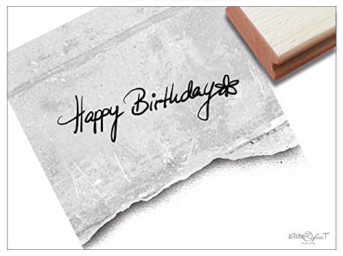 Stempel - Textstempel HAPPY BIRTHDAY handschriftlich - Schriftstempel Typostempel - Glückwünsche zum Geburtstag - zAcheR-fineT von zAcheR-fineT-design