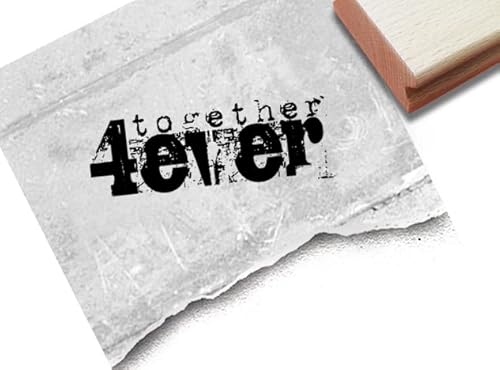 Stempel Together 4ever im Vintage Stil - Textstempel Liebe Freundschaft Familie Valentinstag Hochzeit Scrapbook Deko - zAcheR-fineT von zAcheR-fineT-design