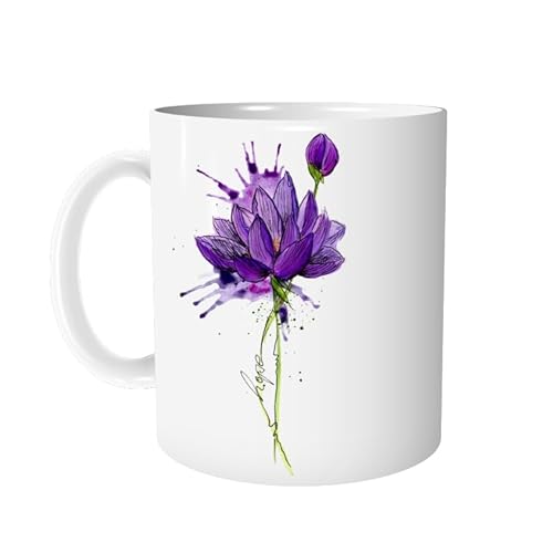 Tasse Kaffeetasse Blume Aquarell Lilie mit Spruch - Hope - personalisierbar - Keramiktasse Natur Bürotasse Geschenk für Freundin - von zAcheR-fineT von zAcheR-fineT-design