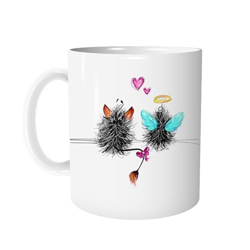 Tasse Kaffeetasse Engel und Teufel - personalisierbar - Keramiktasse Bunte Vögel Raben Bürotasse Kindertasse - Geschenk für Freunde - zAcheR-fineT von zAcheR-fineT-design