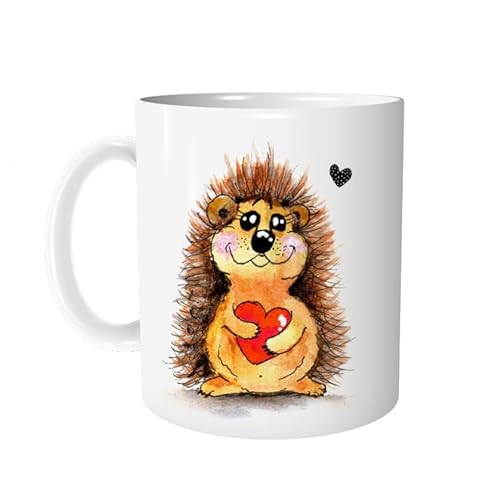 Tasse Kaffeetasse Igel mit Herz - personalisierbar - Keramiktasse mit Tier Igeltasse Kindertasse Bürotasse - Geschenk für Kinder - von zAcheR-fineT von zAcheR-fineT-design