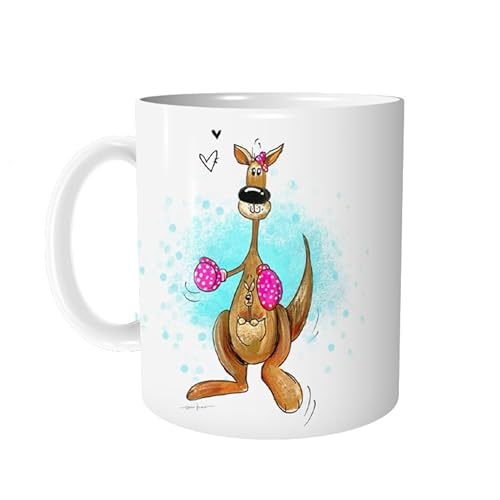 Tasse Kaffeetasse Känguru Boxer - personalisierbar - Keramiktasse mit Tier Kängurutasse Kindertasse Bürotasse - Geschenk für Kinder - zAcheR-fineT von zAcheR-fineT-design