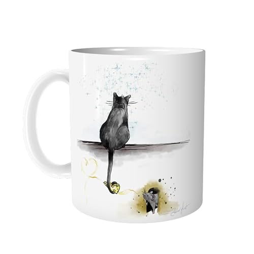 Tasse Kaffeetasse Katz und Maus mit Herz - personalisierbar - Keramiktasse mit Tiere Katzentasse Bürotasse - Geschenk für Freundin - von zAcheR-fineT von zAcheR-fineT-design