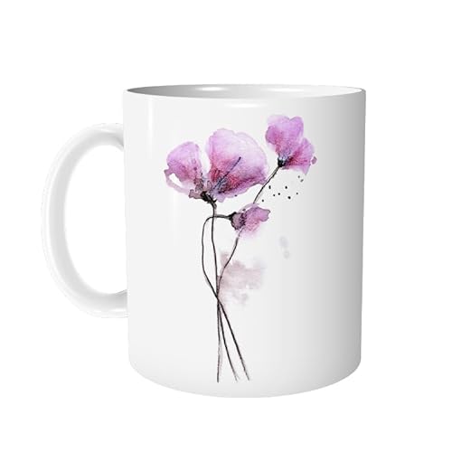 Tasse Kaffeetasse mit Blumen Aquarell in Rosé - personalisierbar - Keramiktasse Natur Garten Bürotasse - Geschenk für Freundin - von zAcheR-fineT von zAcheR-fineT-design