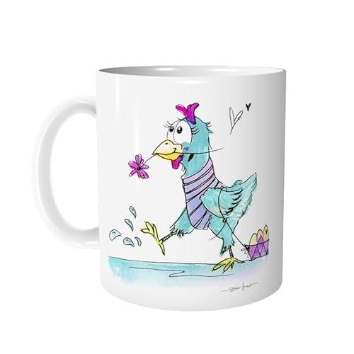 Tasse Kaffeetasse mit Huhn Henne Hühnchen - personalisierbar - Keramiktasse Hühnertasse Ostertasse Kindertasse - Geschenk zu Ostern - zAcheR-fineT von zAcheR-fineT-design