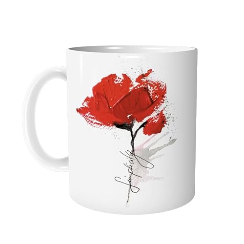 Tasse Kaffeetasse mit Mohnblume und Text - Simplicity - personalisierbar - Keramiktasse Natur Garten Blume Bürotasse - Geschenk - von zAcheR-fineT von zAcheR-fineT-design