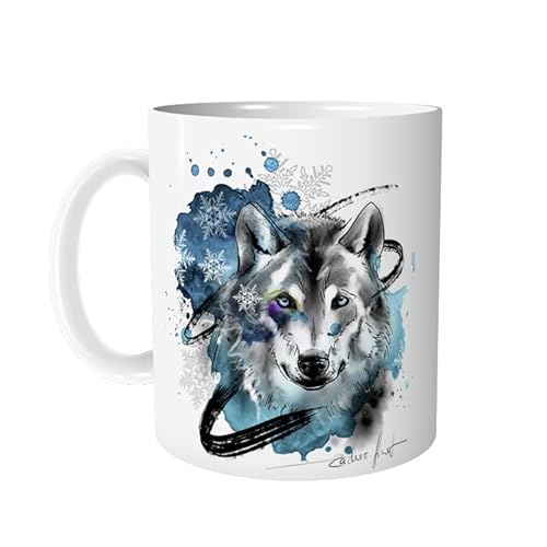 Tasse Kaffeetasse mit Wolf - personalisierbar - Keramiktasse mit Tier Wolftasse Bürotasse Arbeit Büro - Geschenkidee für Kollegen - von zAcheR-fineT von zAcheR-fineT-design