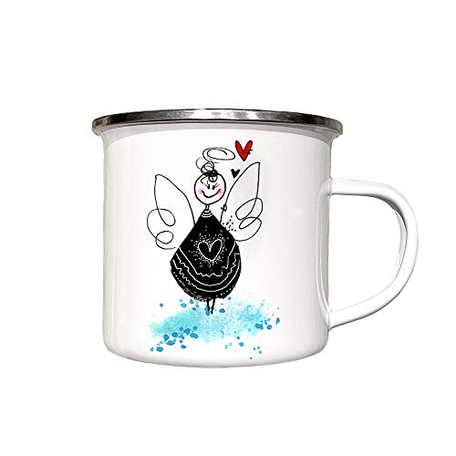 zAcheR-fineT-design Emaille Tasse SCHUTZENGEL für Kinder Mann Frau Freund Freundin - Campingbecher - Emailletasse Kaffeebecher - Engel Geschenk - Schutzengeltasse von zAcheR-fineT-design