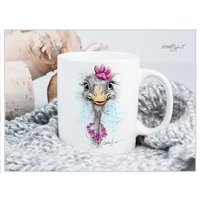 Kaffeetasse - Coffeemug Tasse Strauß Lucy Kaffeebecher Mit Kunstdruck Optional Personalisiert Can Be Personalised Art Mug Comic von zAcheRfineT