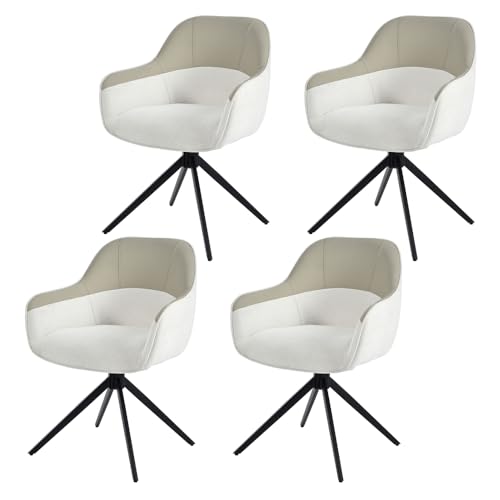 zaanieo Drehbare Esszimmerstühle 4er-Set, Küchenstühle mit Kunstleder- und Stoffpolsterung, Hochgepolsterte, höhenverstellbare Beine für Küche und Esszimmer (Beige,4) von zaanieo