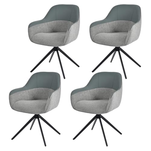 zaanieo Drehbare Esszimmerstühle 4er-Set, Küchenstühle mit Kunstleder- und Stoffpolsterung, Hochgepolsterte, höhenverstellbare Beine für Küche und Esszimmer (Gray,4) von zaanieo