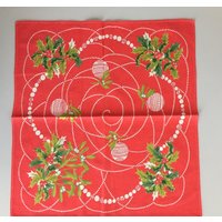 2 Servietten Vintage Stoffservietten Deckchen Kleine Tischdecke Mistelzweige Weihnachten Baumwolle Dänemark Danske Skandi Dänisch Danish von zakkayavintage