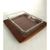 Anbietschale Glas + Teak Danish Modern Mid Century Danske Dänisch Scandi Dipschale Buffet Vintage Servierschale Skandi von zakkayavintage