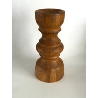 Kerzenhalter Robuster Vintage Kerzenständer Holz Gedrechselt ? Holzkerzenhalter Hygge Mid Century Modern Schlicht von zakkayavintage