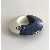 Teelichthalter Silberdistel Fayence Cremefarben + Gesprenkelt Blau Mid Century Skandi-stil Danske Kerzenhalter Kerzenständer Teelichter von zakkayavintage