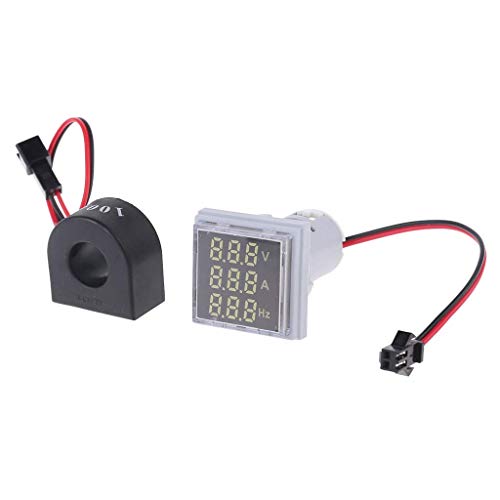 zalati 3in1 Voltmeter AD16-22VAH mit quadratischer Anzeige Signalleuchte für Volt Strom Frequenz Hz -Weiß von zalati