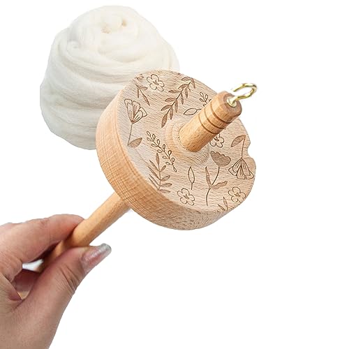 zalati Drop Spindel Top Whorl Holz Spinning Nähwerkzeug mit Muster und 70er Jahre reine Wolle Garne für Anfänger Spinning zalati Drop Spindel Top Whorl Holz Spinning Nähwerkzeug mit Muster und 70er Jahre reine Wolle Garne für Anfänger Spinning von zalati