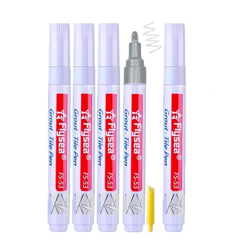 zalati Fliesen Fugen Stift 5pcs Fliesen Farbe Marker Stift mit 1-Spitze Ersatz für die Wiederherstellung von Bad und Küchen Silber von zalati